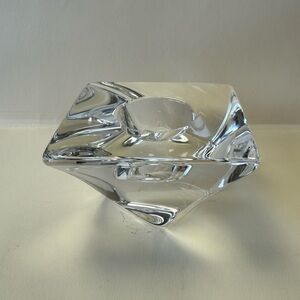 Orrefors Sweden Tornado Crystal Twisted Square Votive Tealight Candle Holder